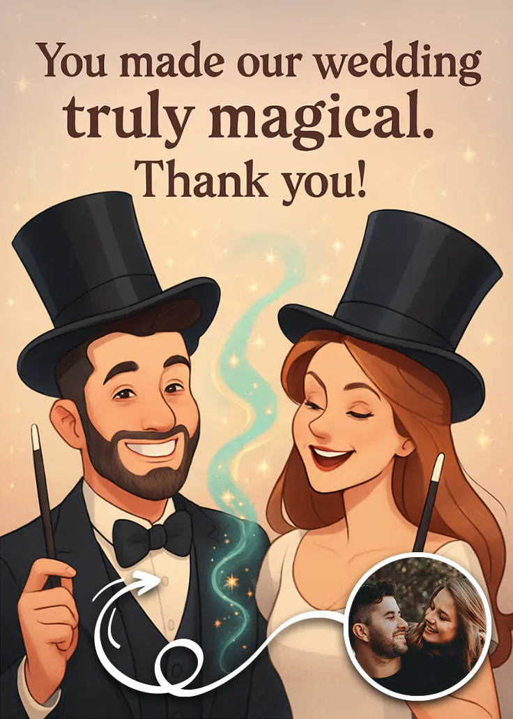 “magical wedding” - düğün teşekkür kartı